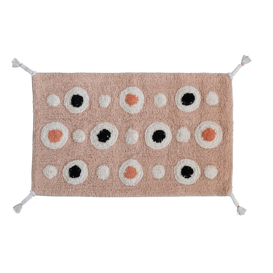 Boho Cotton Tufted Circle Pattern Bath Mat with Tassels, 3ft. x 2ft.
